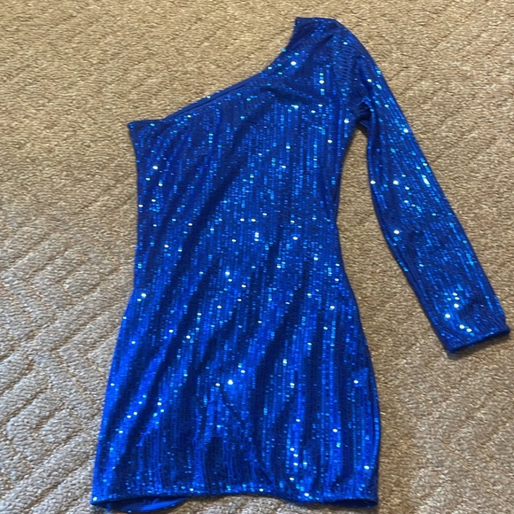Blue Sequined Hoco Dress - Picture 2 of 2